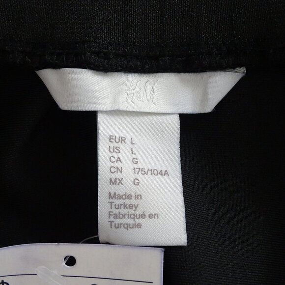 H&M Black Flared Full Skirt Women Size L Pull On Knee Length NEW - Picture 3 of 6